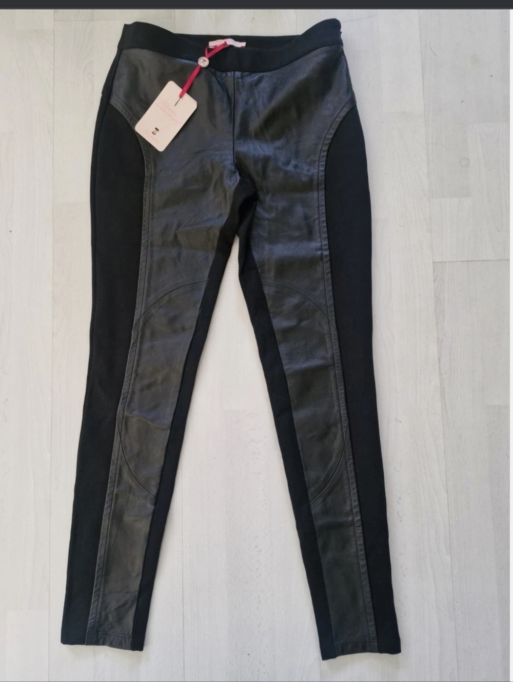 Ted Baker Black Leather-Panel Skinny Trousers